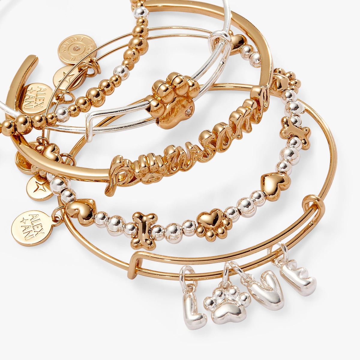 Alex and Ani Puppy Love Bangles, Set of 5
