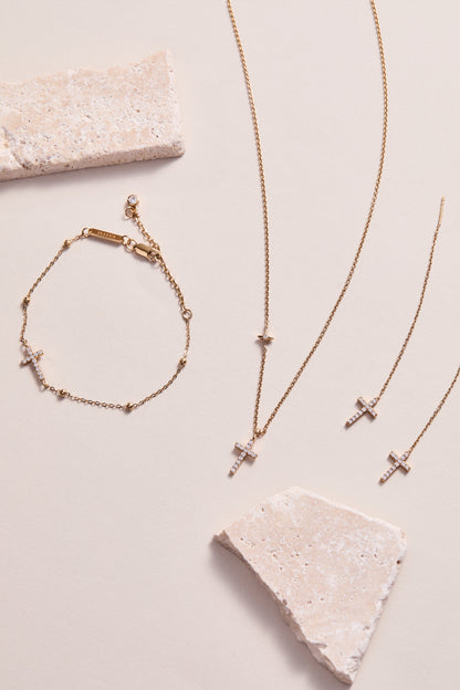 Alex and Ani Delicate Pave Cross Pendant Necklace