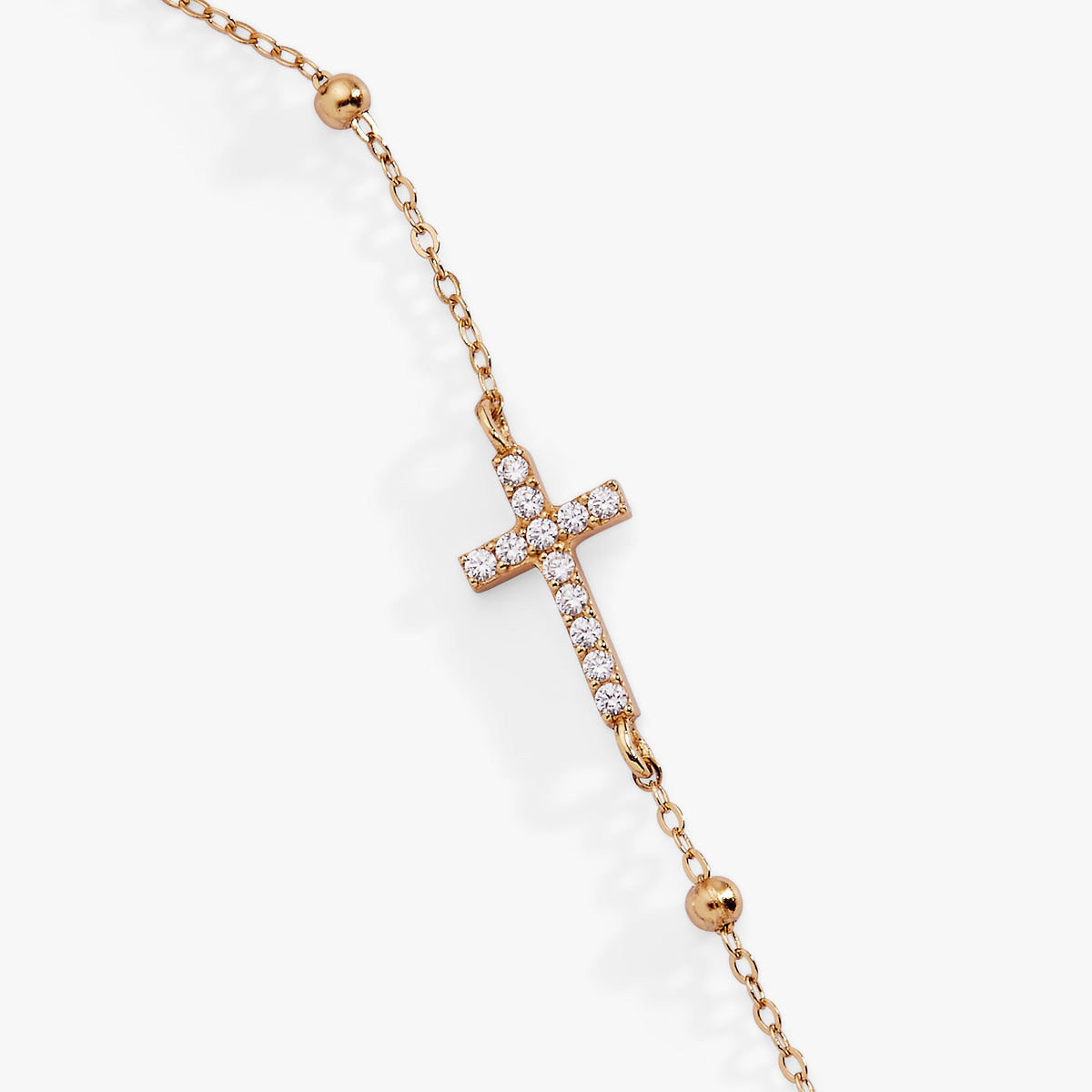 Alex and Ani Cross Delicate Pave Crystal Beaded Strand Bracelet