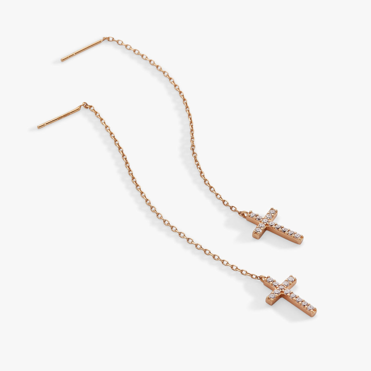 Alex and Ani Delicate Pave Cross Threader Earrings