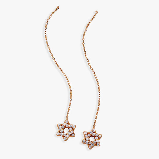Alex and Ani Delicate Pave Star of David Threader Earrings