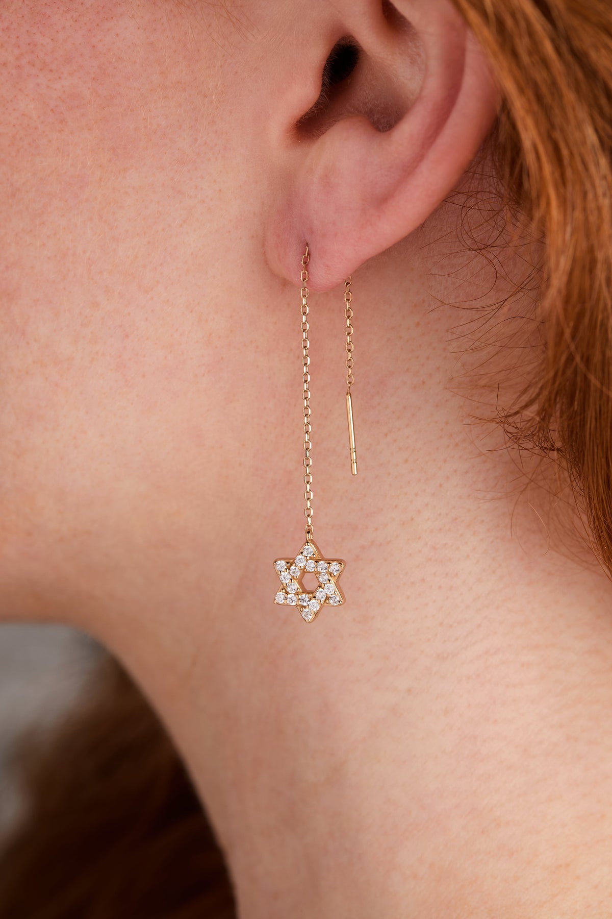 Alex and Ani Delicate Pave Star of David Threader Earrings