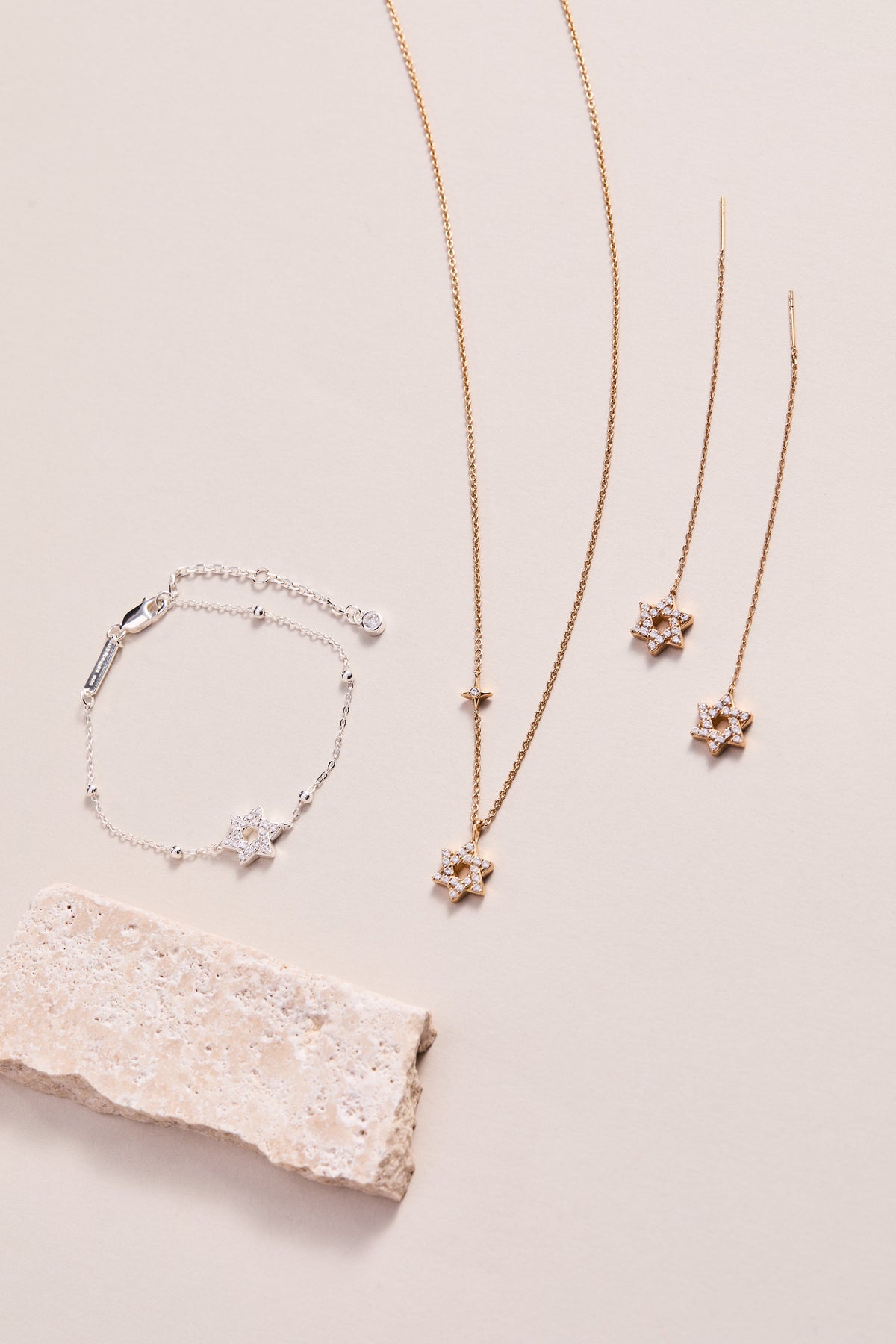 Alex and Ani Delicate Pave Star of David Threader Earrings