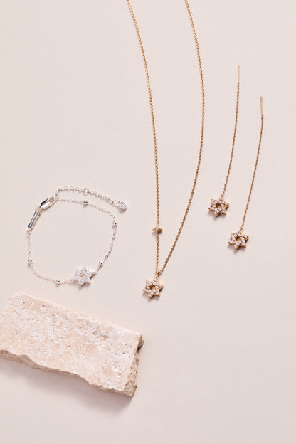 Alex and Ani Delicate Pave Star of David Threader Earrings