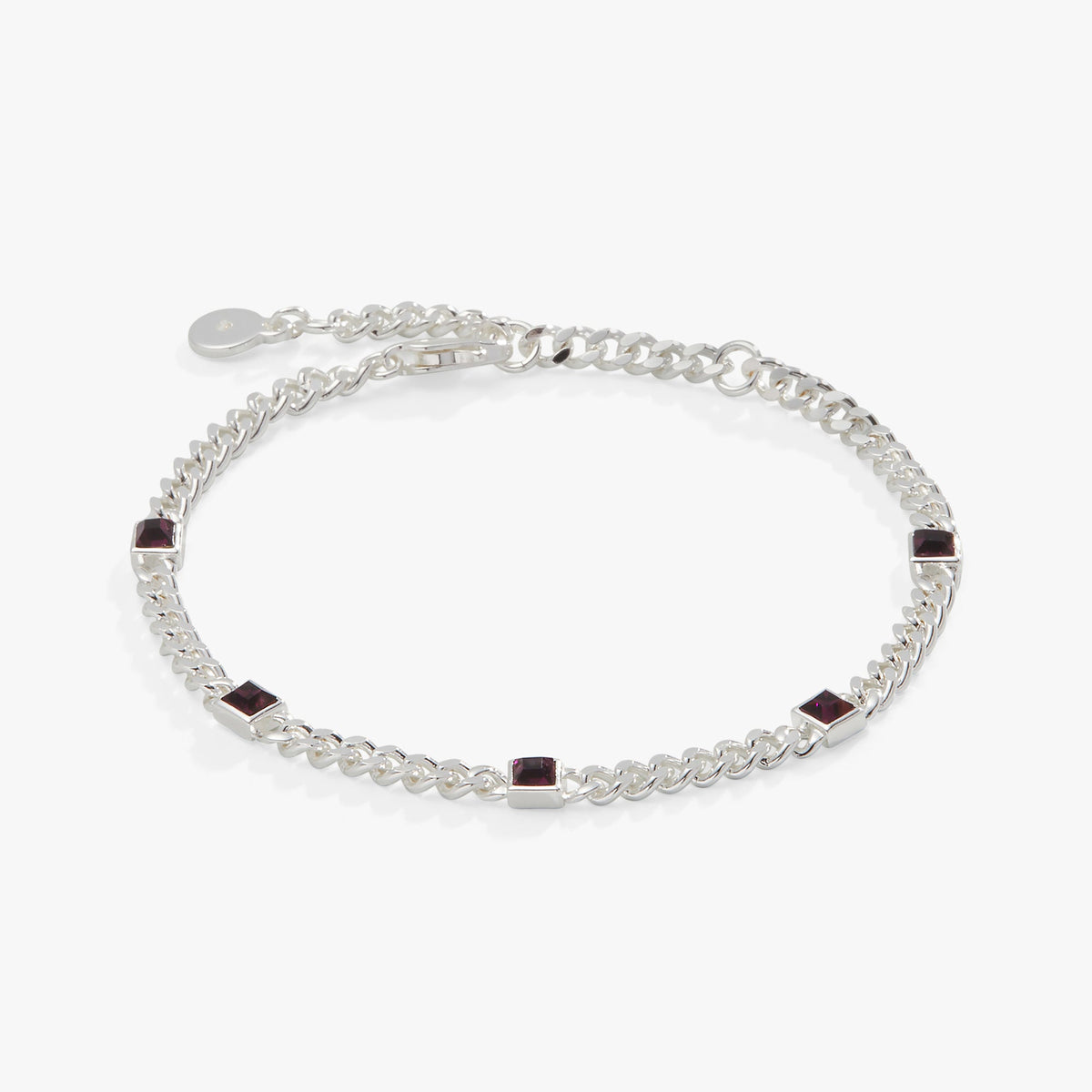 Alex and Ani Amethyst Curb Chain Bracelet, February Birthstone