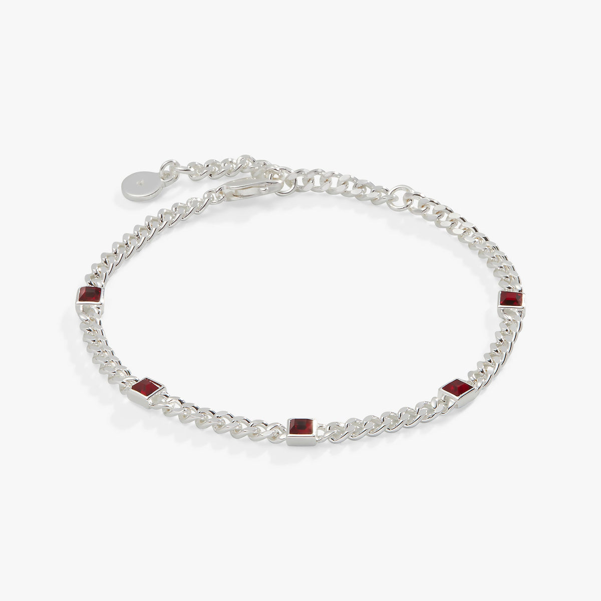Alex and Ani Scarlet Curb Chain Bracelet, January Birthstone