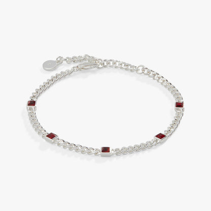 Alex and Ani Scarlet Curb Chain Bracelet, January Birthstone