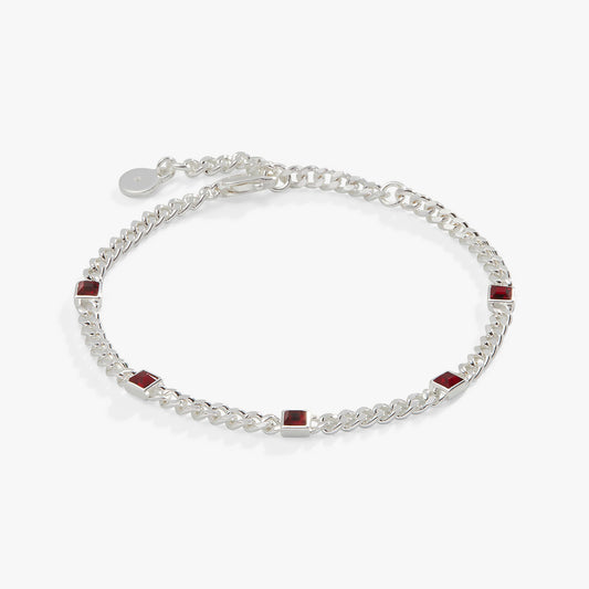 Alex and Ani Scarlet Curb Chain Bracelet, January Birthstone