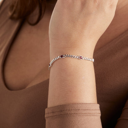 Alex and Ani Scarlet Curb Chain Bracelet, January Birthstone