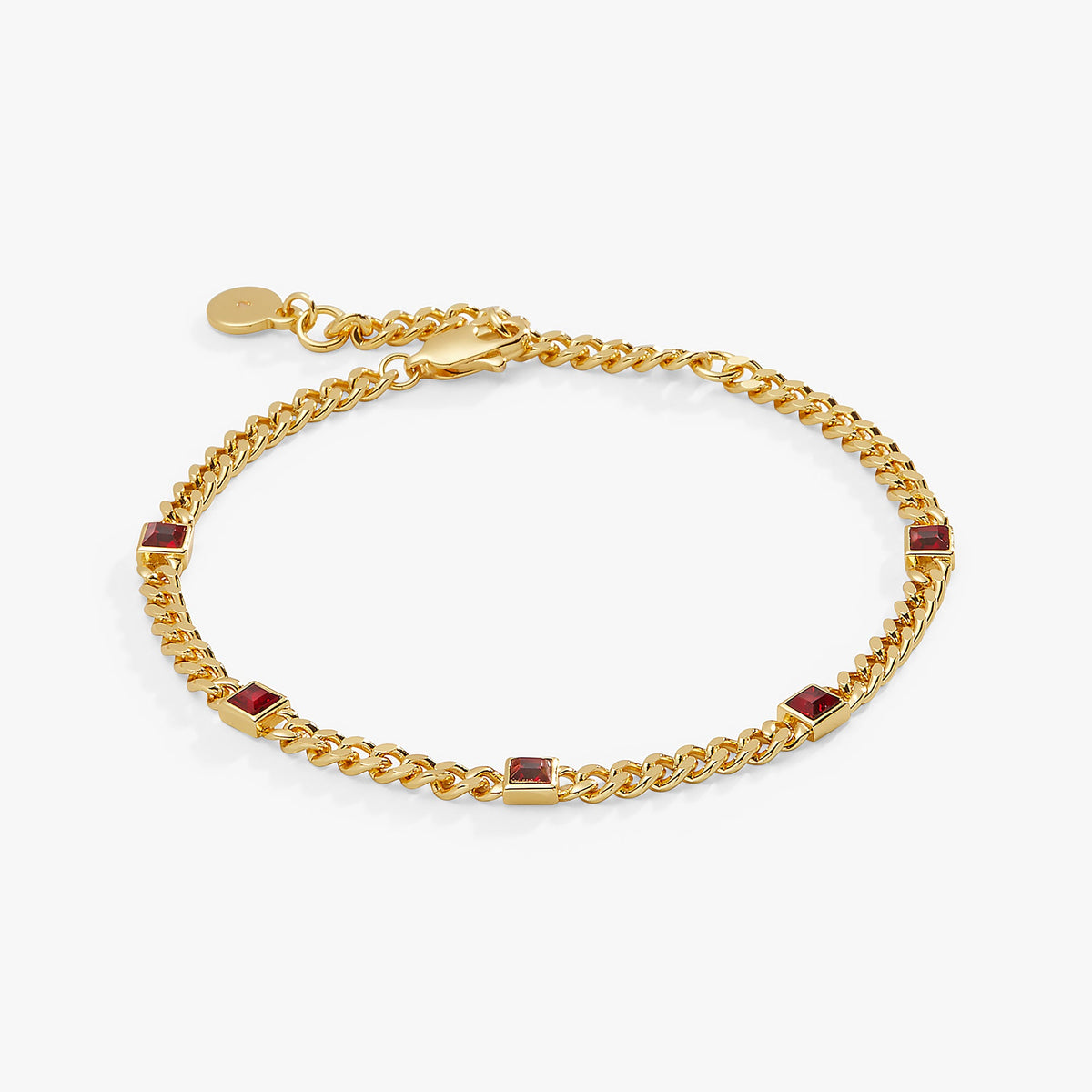 Alex and Ani Scarlet Curb Chain Bracelet, January Birthstone