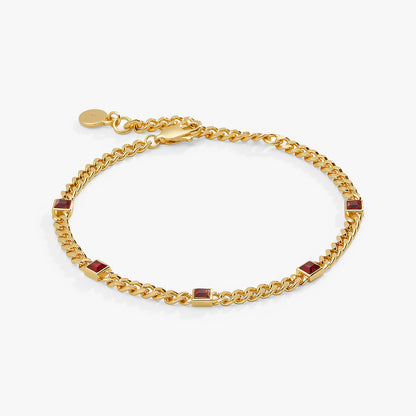 Alex and Ani Scarlet Curb Chain Bracelet, January Birthstone