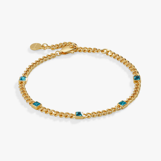 Alex and Ani Blue Zircon Curb Chain Bracelet, December Birthstone