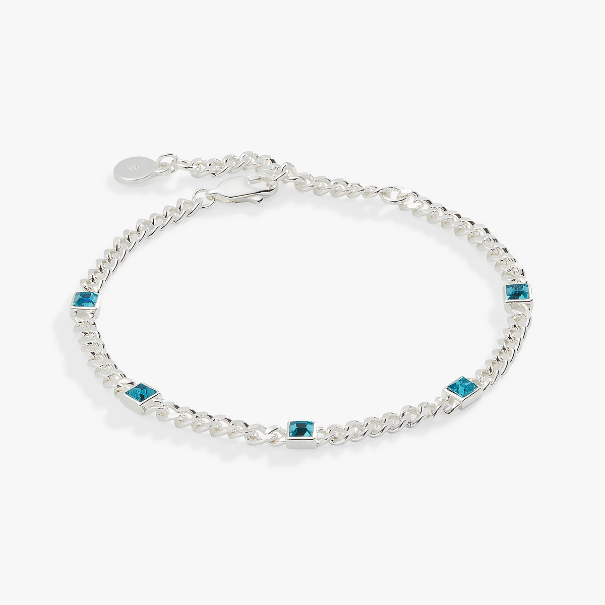 Alex and Ani Blue Zircon Curb Chain Bracelet, December Birthstone