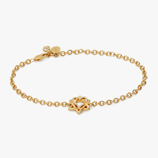 Alex and Ani Star of David Heart Bracelet, 14kt Gold Plated