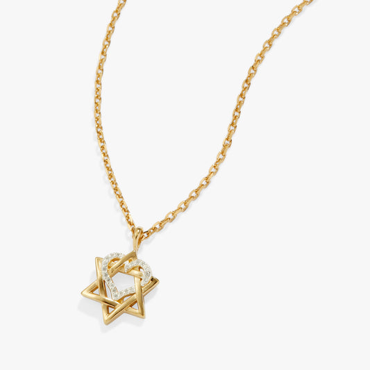 Alex and Ani Star of David Heart Necklace, 14kt Gold Plated