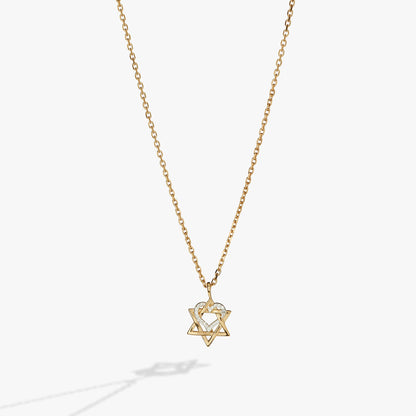 Alex and Ani Star of David Heart Necklace, 14kt Gold Plated