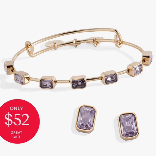 Alex and Ani Choose-Your-Birthstone Bangle & Stud Set