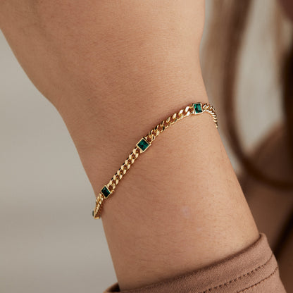 Alex and Ani Emerald Curb Chain Bracelet, May Birthstone