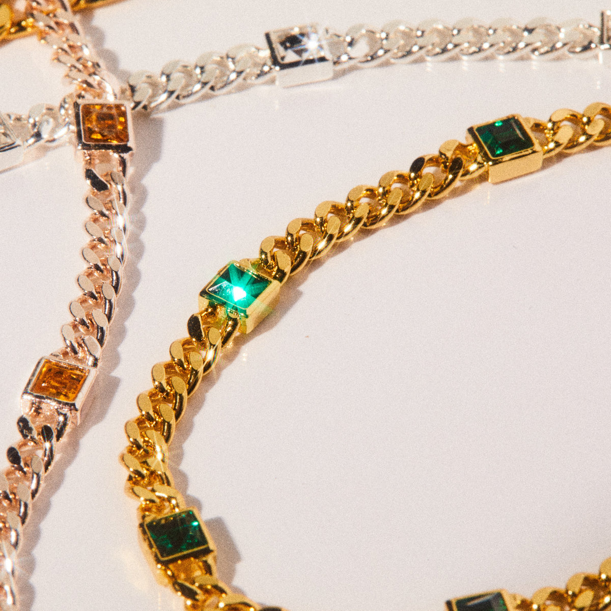 Alex and Ani Emerald Curb Chain Bracelet, May Birthstone