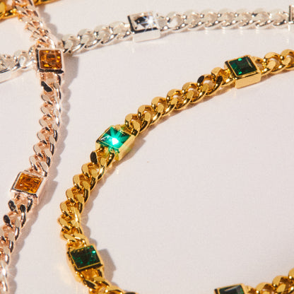 Alex and Ani Emerald Curb Chain Bracelet, May Birthstone
