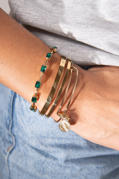 Alex and Ani May Birthstone Emerald Cut Bangle