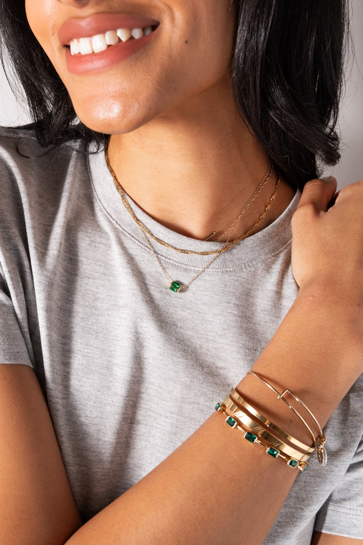 Alex and Ani May Birthstone Emerald Cut Bangle