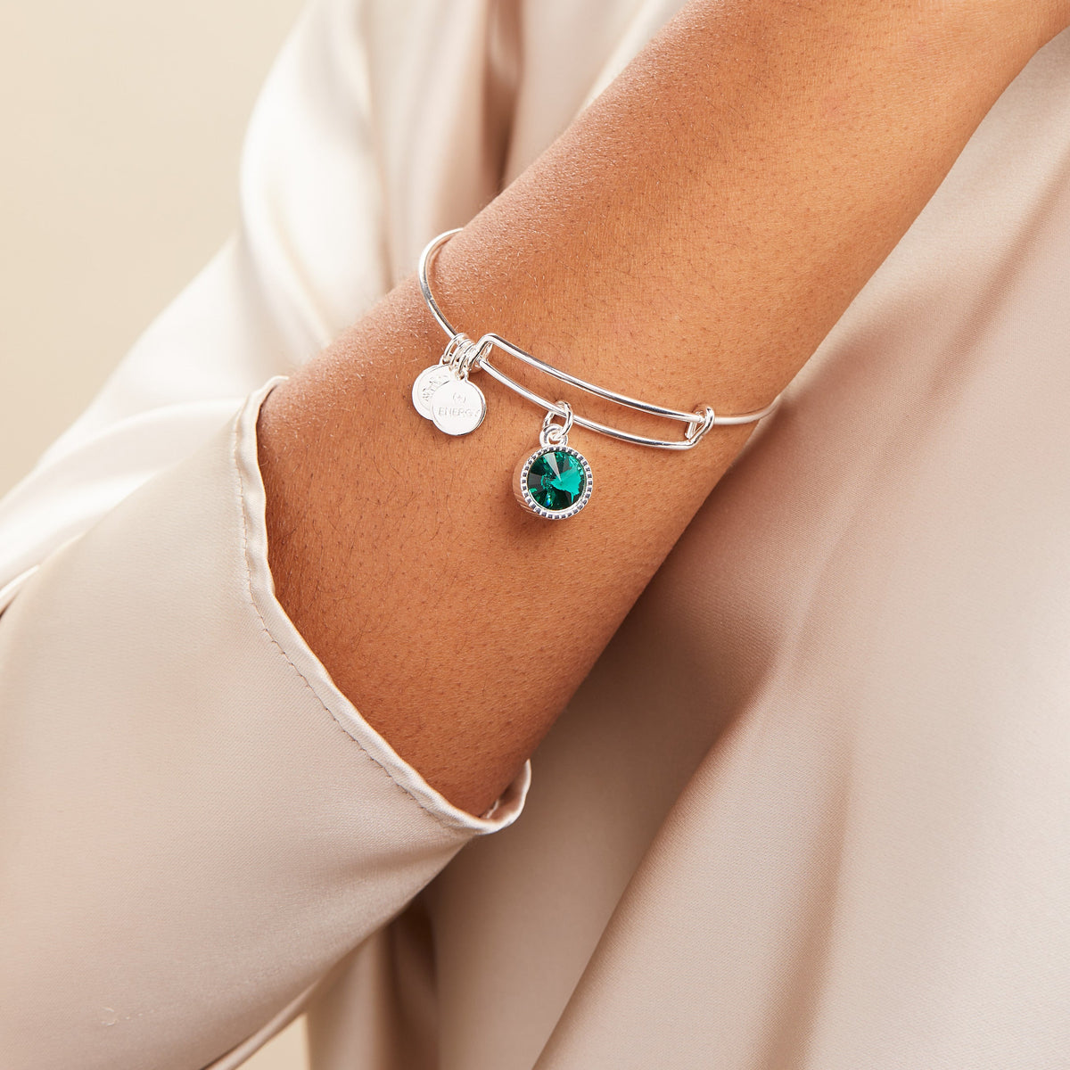 Alex and Ani Emerald May Birthstone Charm Bangle