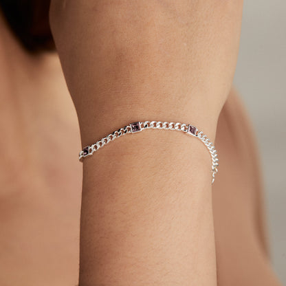 Alex and Ani Light Amethyst Curb Chain Bracelet, June Birthstone