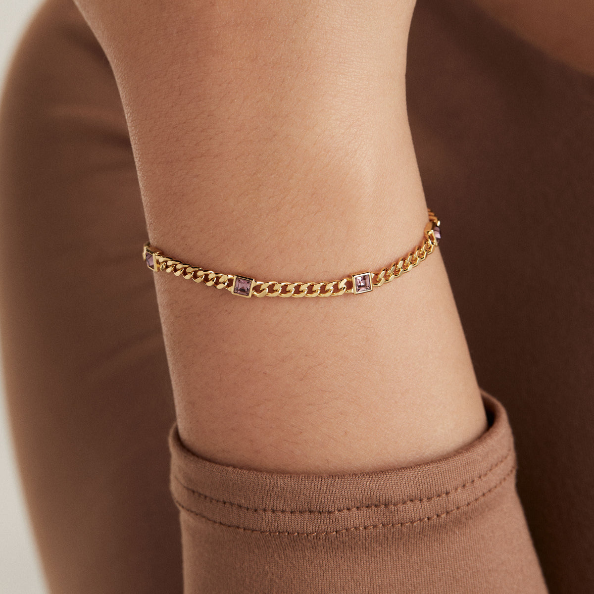 Alex and Ani Light Amethyst Curb Chain Bracelet, June Birthstone