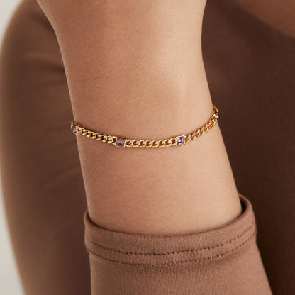 Alex and Ani Light Amethyst Curb Chain Bracelet, June Birthstone