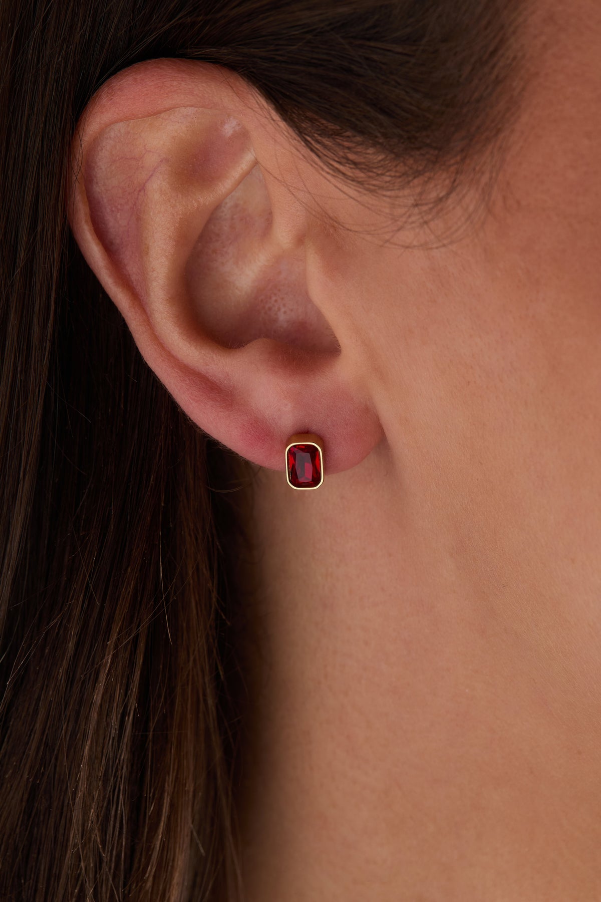 Alex and Ani July Emerald-Cut Birthstone Stud