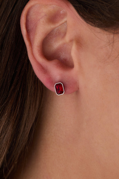 Alex and Ani July Emerald-Cut Birthstone Stud