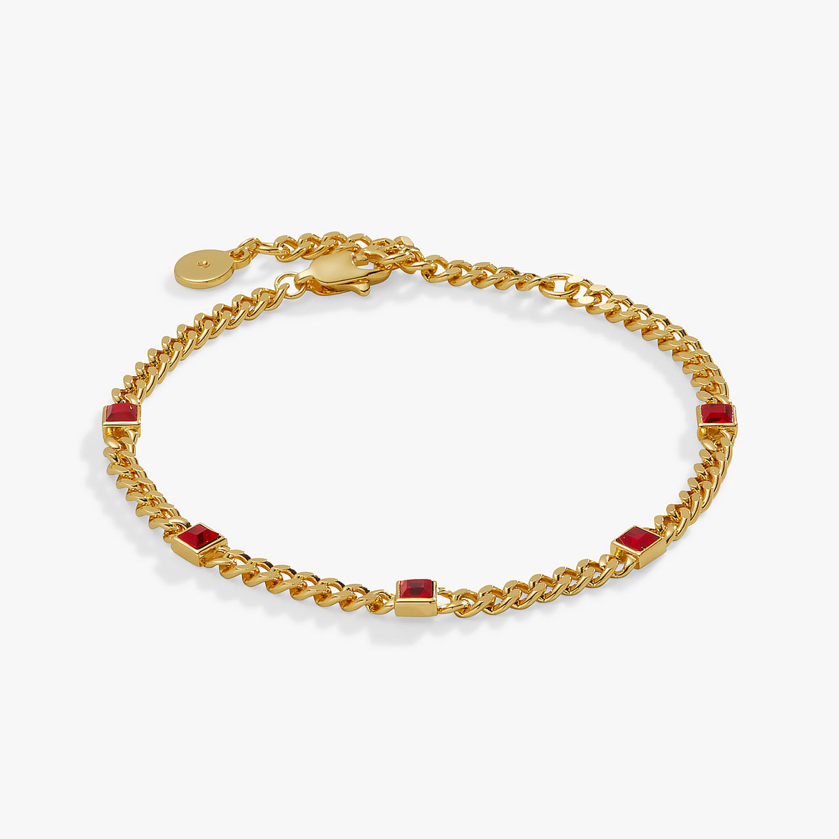 Alex and Ani Ruby Curb Chain Bracelet, July Birthstone
