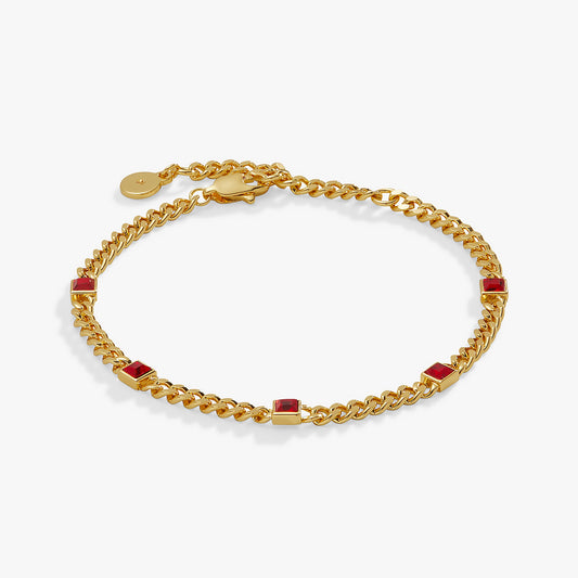 Alex and Ani Ruby Curb Chain Bracelet, July Birthstone