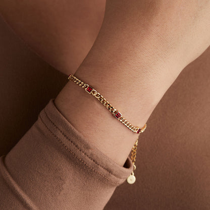 Alex and Ani Ruby Curb Chain Bracelet, July Birthstone
