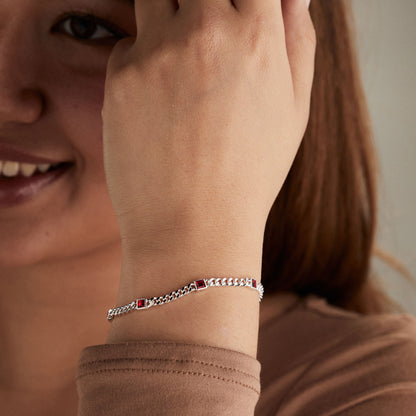 Alex and Ani Ruby Curb Chain Bracelet, July Birthstone