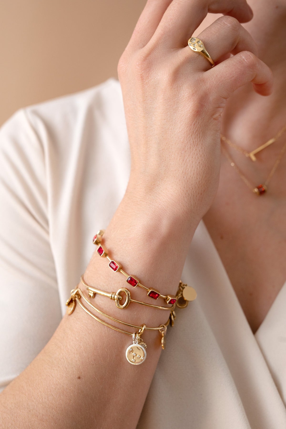 Alex and Ani July Birthstone Emerald Cut Bangle