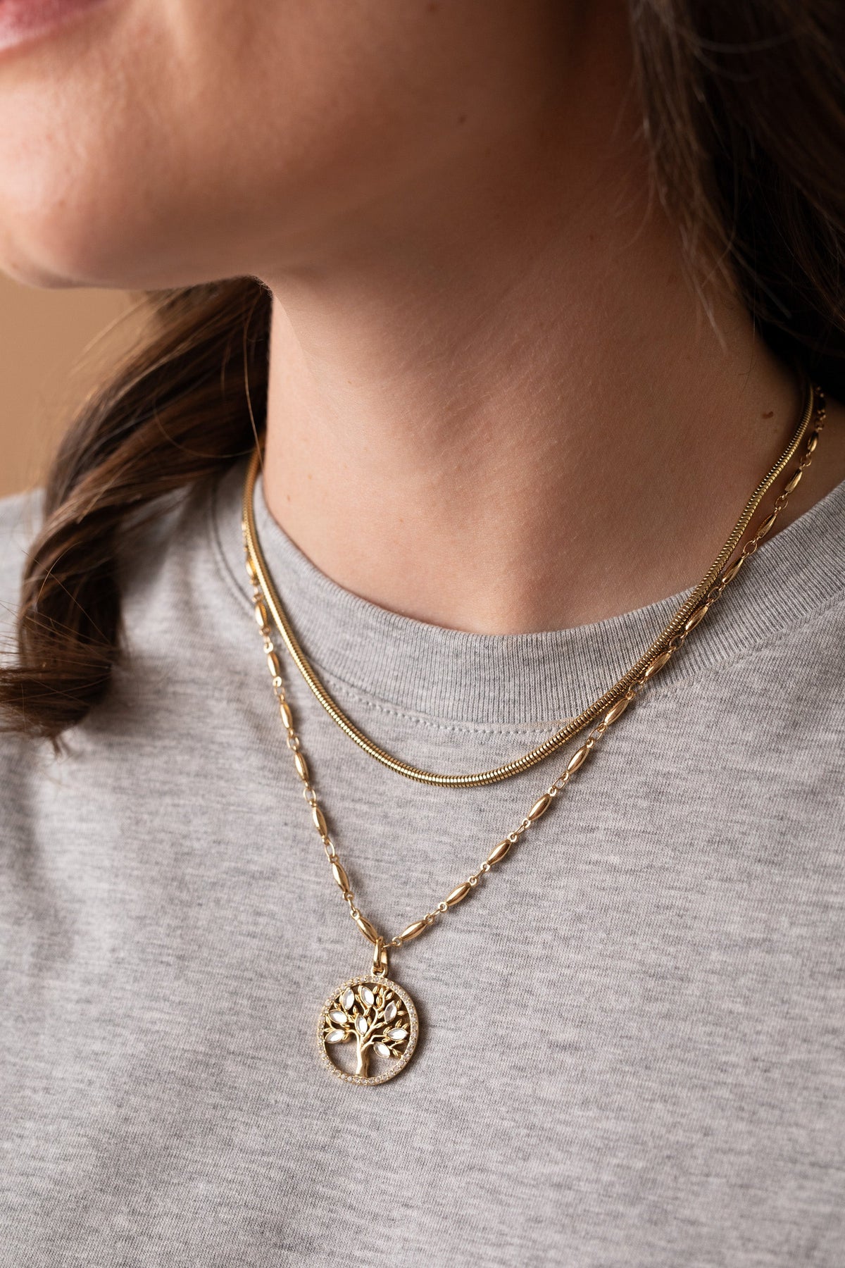 Alex and Ani Round Herringbone Charm & Layering Necklace