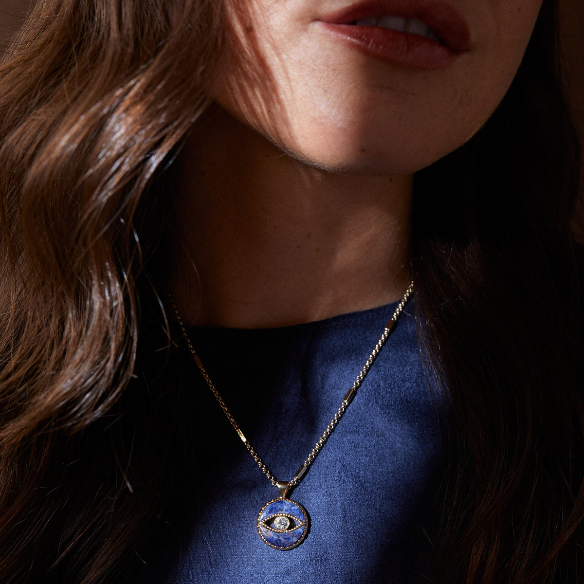 Alex and Ani Sodalite Evil Eye Necklace