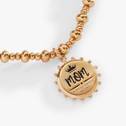Alex and Ani “Mom, A Title Above Queen” Beaded Stretch Charm Bracelet