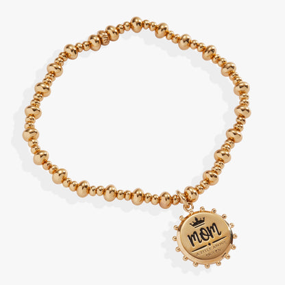 Alex and Ani “Mom, A Title Above Queen” Beaded Stretch Charm Bracelet