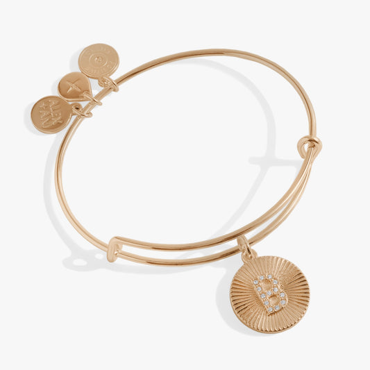 Alex and Ani Pave Starburst Texture Initial Bangle B