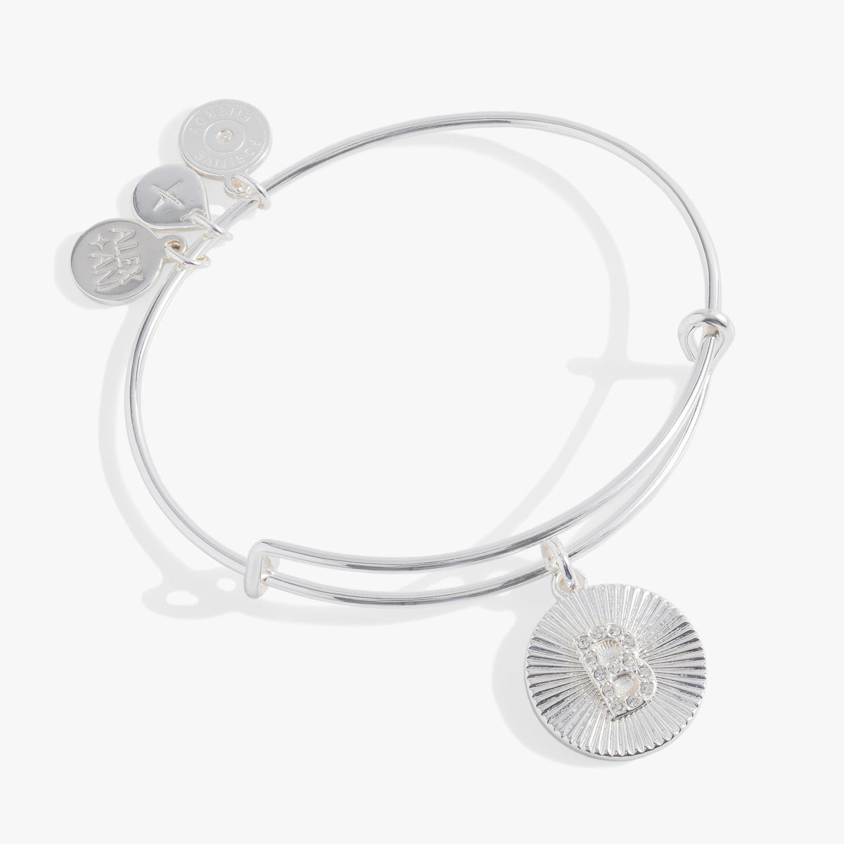 Alex and Ani Pave Starburst Texture Initial Bangle B