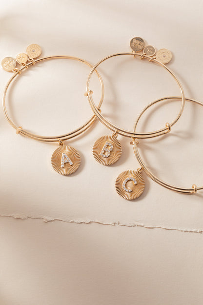Alex and Ani Pave Starburst Texture Initial Bangle C
