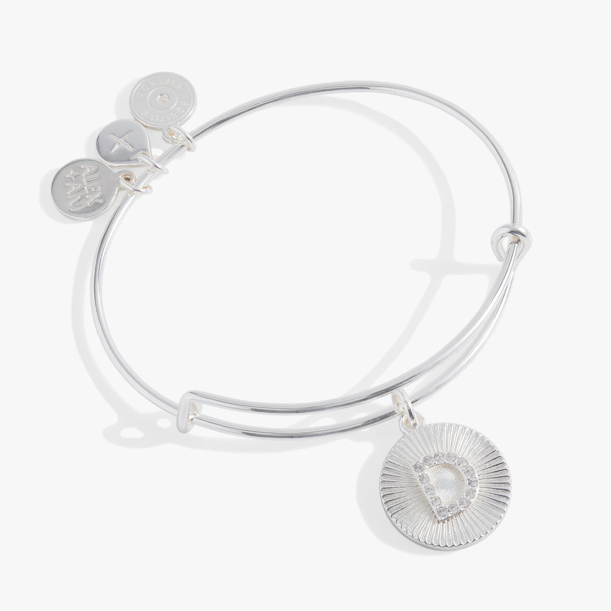 Alex and Ani Pave Starburst Texture Initial Bangle D