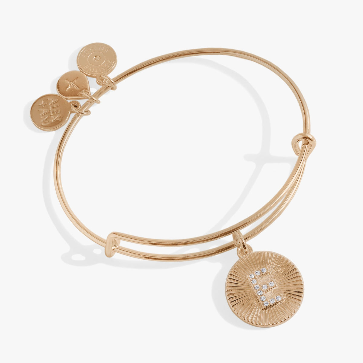 Alex and Ani Pave Starburst Texture Initial Bangle E