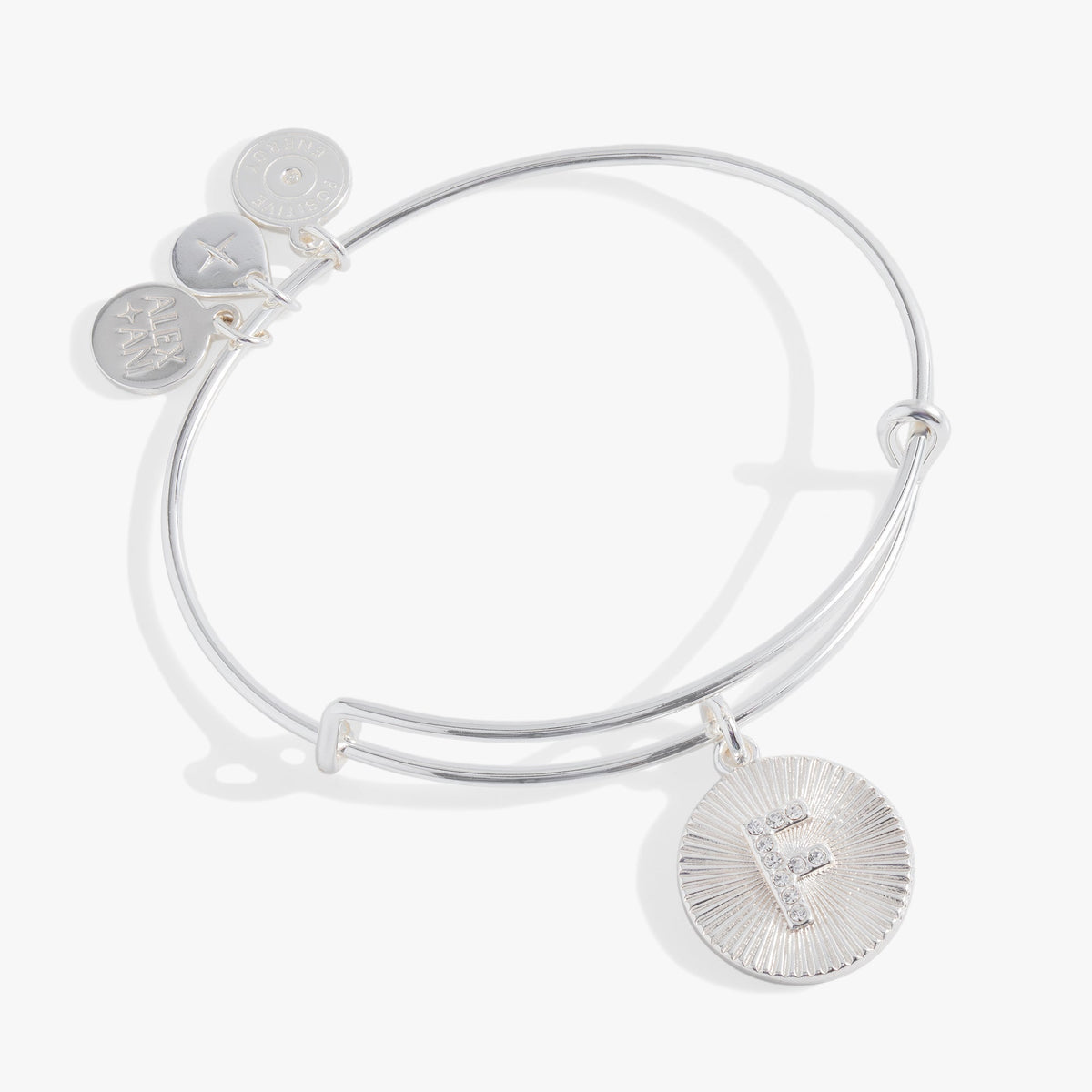Alex and Ani Pave Starburst Texture Initial Bangle F