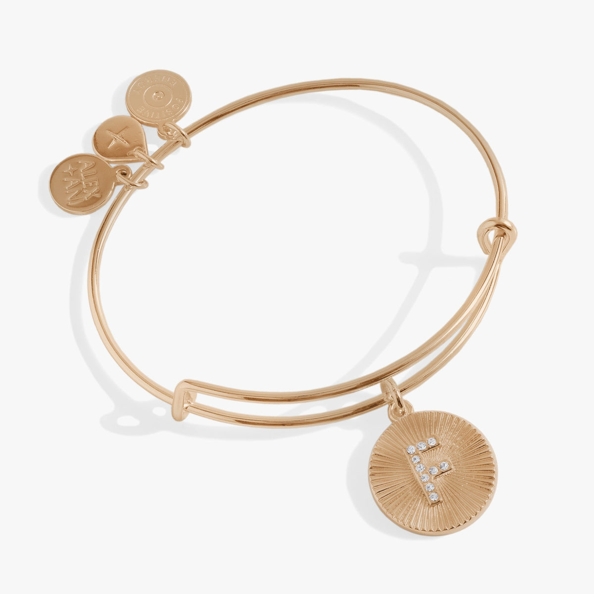 Alex and Ani Pave Starburst Texture Initial Bangle F