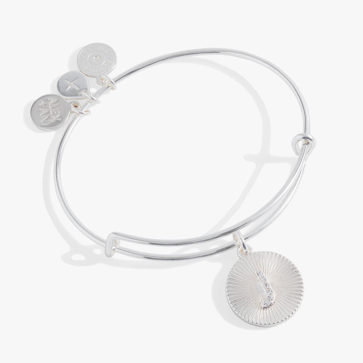 Alex and Ani Pave Starburst Texture Initial Bangle J