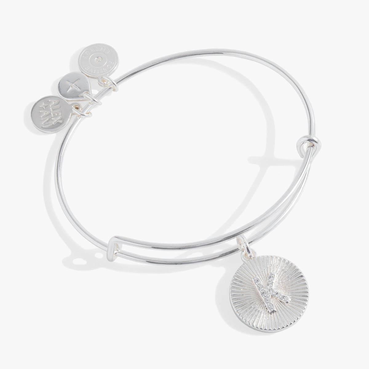 Alex and Ani Pave Starburst Texture Initial Bangle K